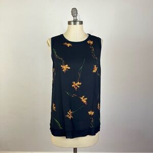 Theory Floral Lewie Sleeveless Top in Garden Fresca